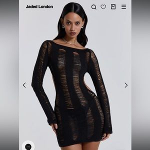 JADED LDN BLACK SHREDDED DRESS